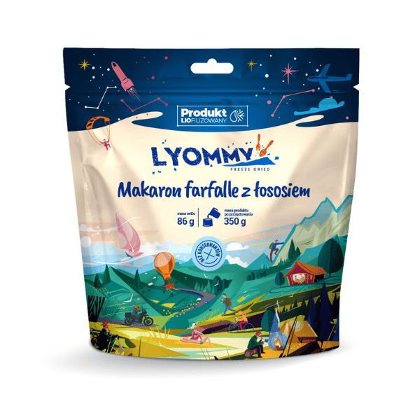 Liofilizowany Makaron farfalle z łososiem LYOMMY