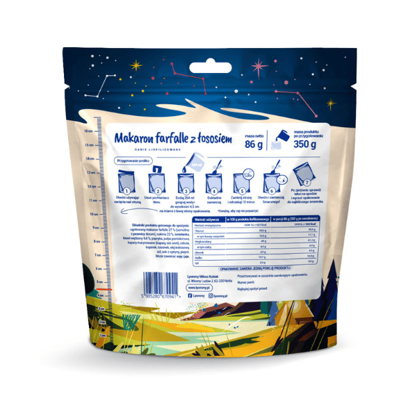 Liofilizowany Makaron farfalle z łososiem LYOMMY