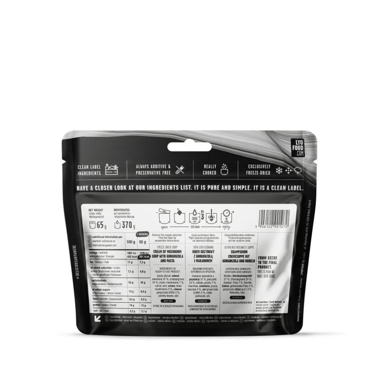 Liofilizowana Kremowa zupa grzybowa LYOFOOD